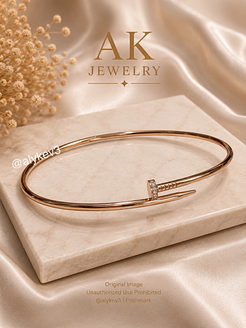 💎LUXURY Necklace High End Style 18k Rose Gold Nail Style Elegant Pavé Choker GP